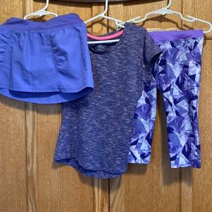 💜💚Girls tennis skort, shirt and leggings💚💜